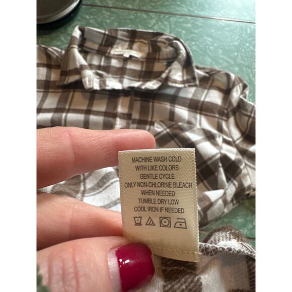 Madison & Hudson Brown Plaid Belted Shirt Dress (Large) - Picture 7 of 7